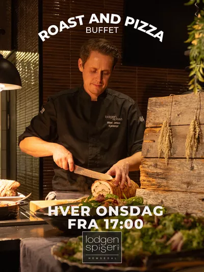 Hver onsdag inviterer vi til buffet, der våre kokker trancherer kjøttet direkte for gjestene.