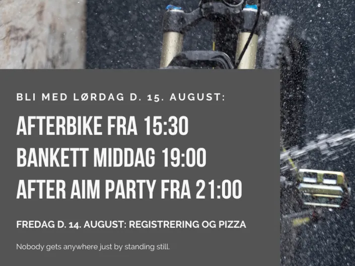 Aim afterbike, bankettmiddag og after aim party på Lodgen Spiseri