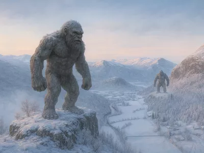 To troll står på hver sitt fjell i Hemsedal