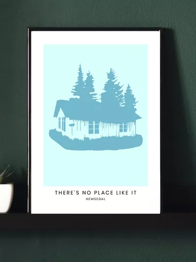 Plakat Huset med tre på taket.