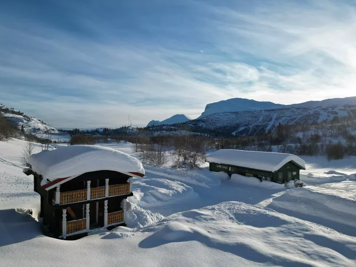 Stabbur i Hemsedal med snø