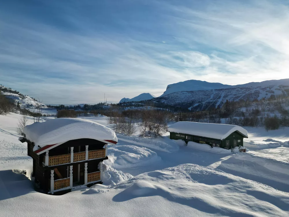Stabbur i Hemsedal med snø