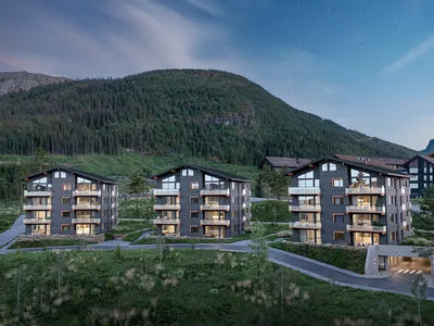 Bilde av nabobyggene til Fyri resort i Hemedal