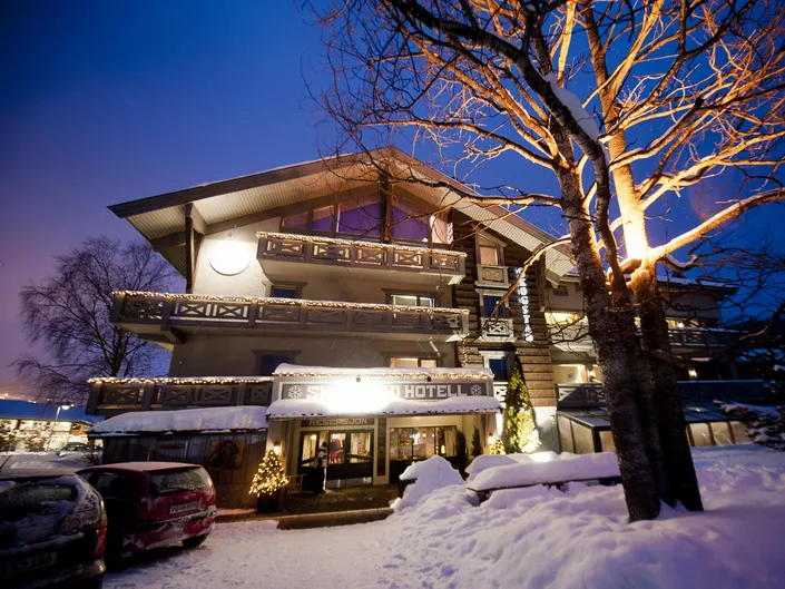 Hotel facade winter
