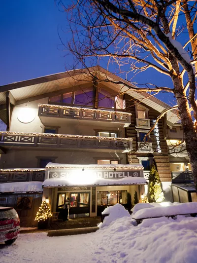 Hotel facade winter